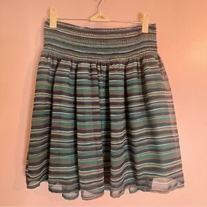 OLD NAVY Pull On Skirt Short Lined Lightweight Green/Turquoise Striped SZ/SM